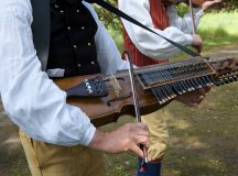 A Nickel-Harp, (nyckelharpa) being played at a Swedish Midsummer Festival in Koping, Sweden.